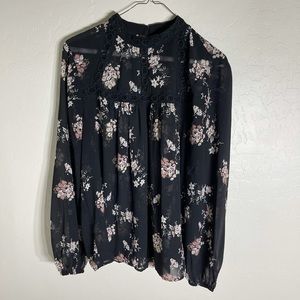 Lucky Brand Floral Black Blouse